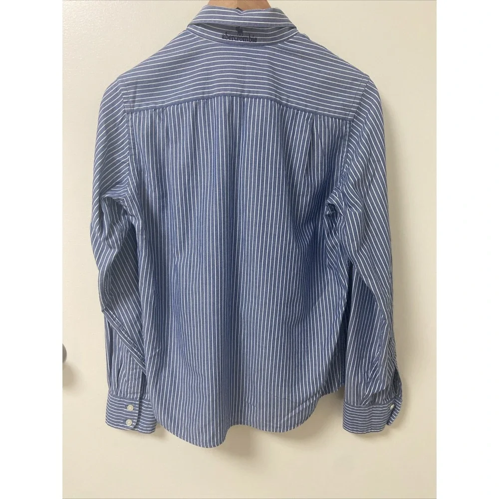 Abercrombie Blue White Striped Long Sleeve Button‎ Down Shirt Youth Boys Size XL